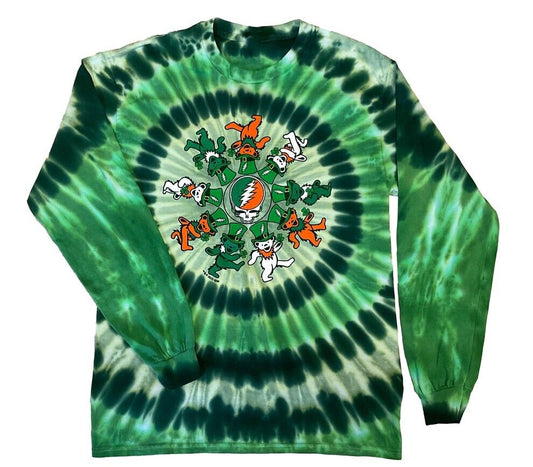 Dancing Bears Celtic long sleeve tie dye shirt - Grateful Dead Irish Dancing Bears Long Sleeve shirt - Dead & Company long sleeve tie dye shirt - size sm, med, large, XL, 2XL and 3XL