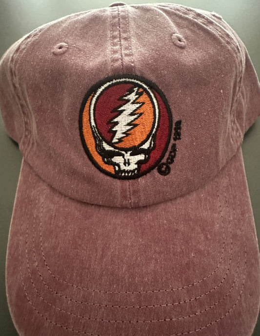 Grateful Dead Hat - Stealie baseball hat - Red Maroon Grateful Dead hat - adjustable buckle on the back - one size fits all (Copy)
