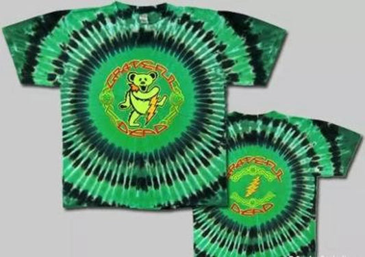 Celtic Dancing Bears shirt - Grateful Dead Dancing Bear Celtic tie dye shirt - Green Grateful Dead tie dye - Irish Dead Head shirt-  Dead & Company shirt - sizes: small, medium, large, XL, 2XL, 3XL and 4XL