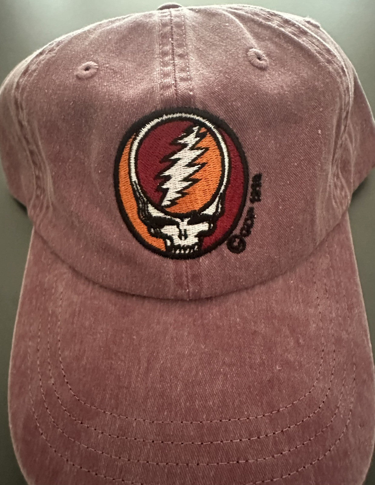 Grateful Dead Hat - Stealie baseball hat - Red Maroon Grateful Dead hat - adjustable buckle on the back - one size fits all (Copy)