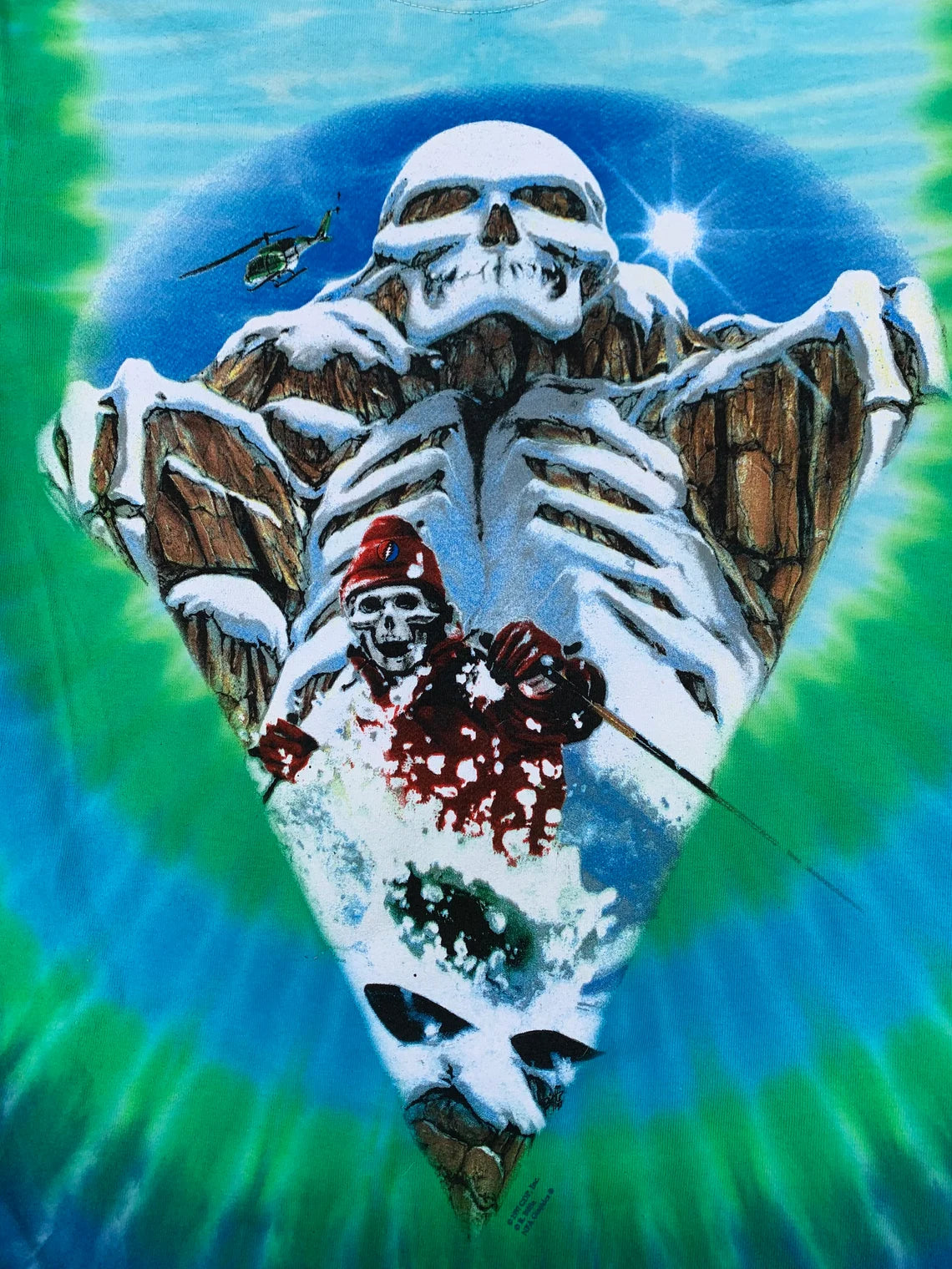 Grateful Dead Heliskier shirt - Grateful Dead Heliskiing tie dye shirt - Bertha skiing shirt - Skelton skier shirt - Dead Head shirt - Dead & Company tie dye shirt - sizes: small, medium, large, XL, 2XL and 3XL