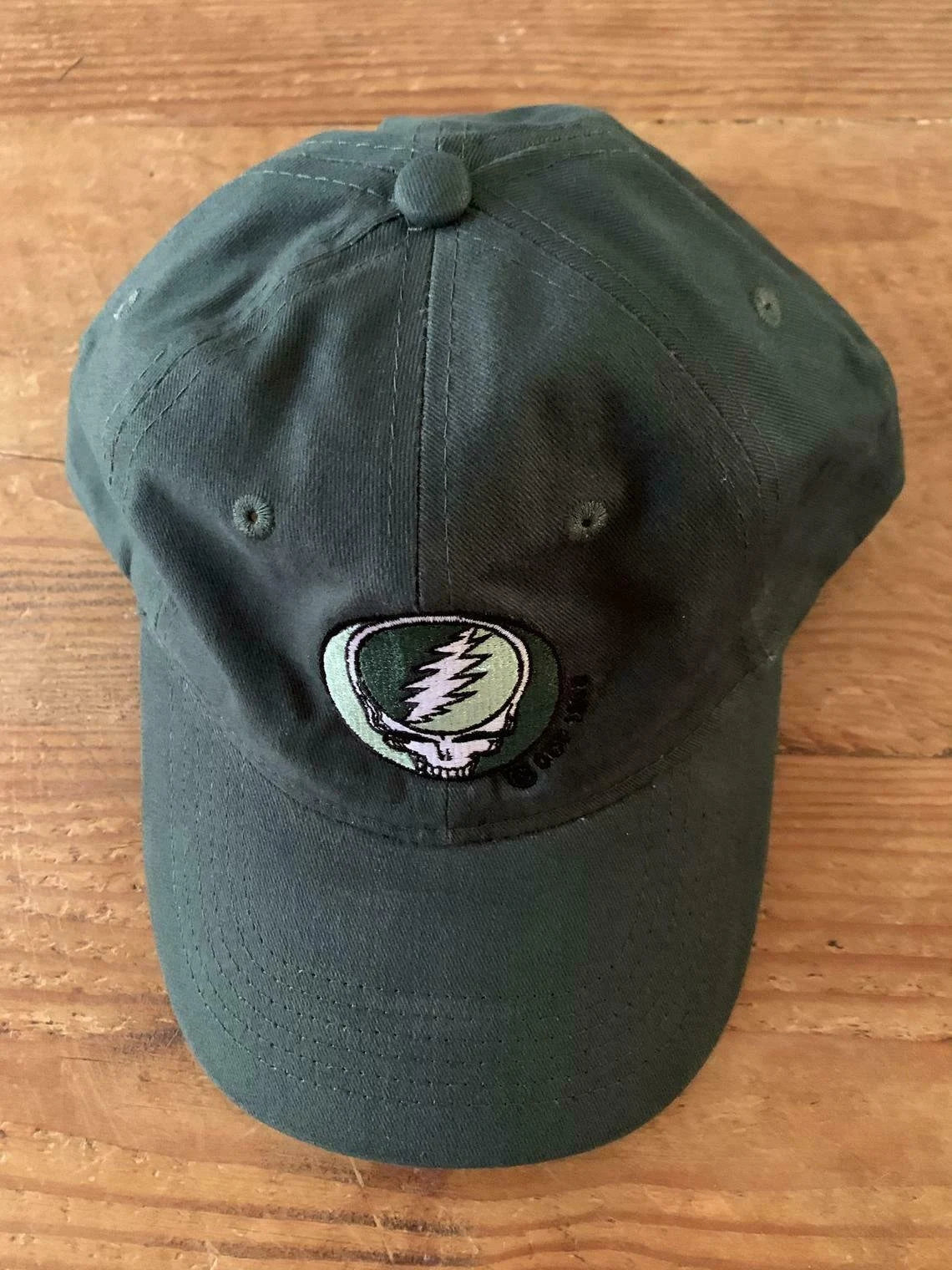 Grateful Dead Baseball Cap - Stealie baseball cap - Green Grateful Dead hat - DEAD HEAD hat - Steal Your Face Baseball Hat - adjustable buckle on the back - one size fits all