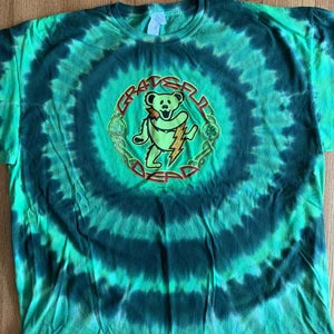Dancing Bears Tie Dye Grateful Dead T-shirt blue & green cotton